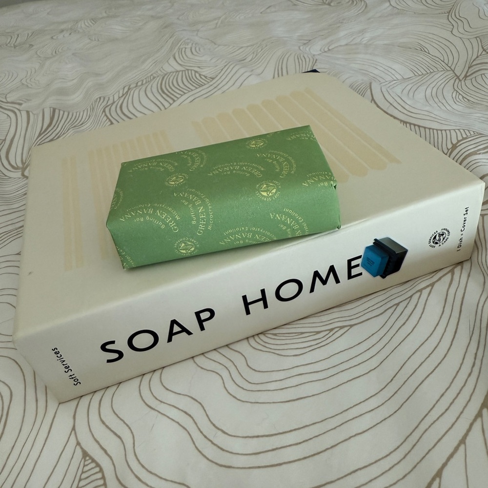 Soft Services Soap Home in Blue and Green Banana Buffing Bar